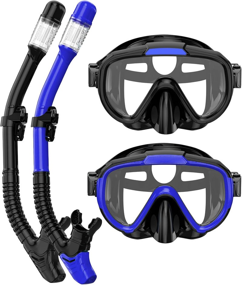 Seovediary Snorkel Set Adults Snorkeling Gear Anti-Fog Panoramic View Swim Mask Dry Top Snorkel Kit with Carry Bag for Snorkeling Scuba Diving Swimming Travel - Image 1